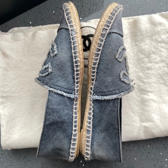 CHANEL LINEN CC ESPADRILLES 35 FLATS BLUE BLACK, SIZE EU40 / US9 - Picture 3 of 10